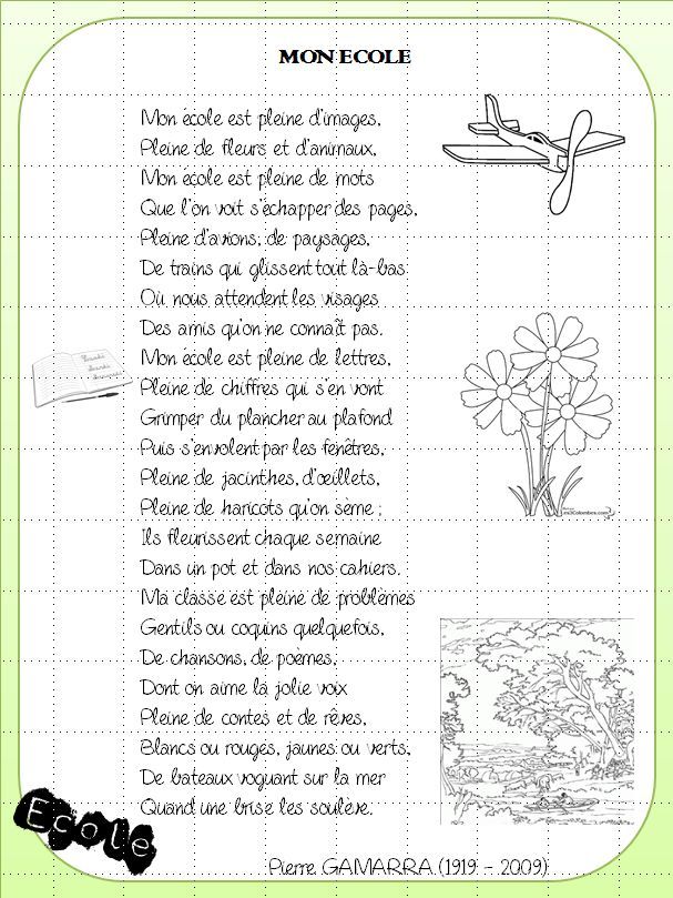 Poeme Pour Mon École